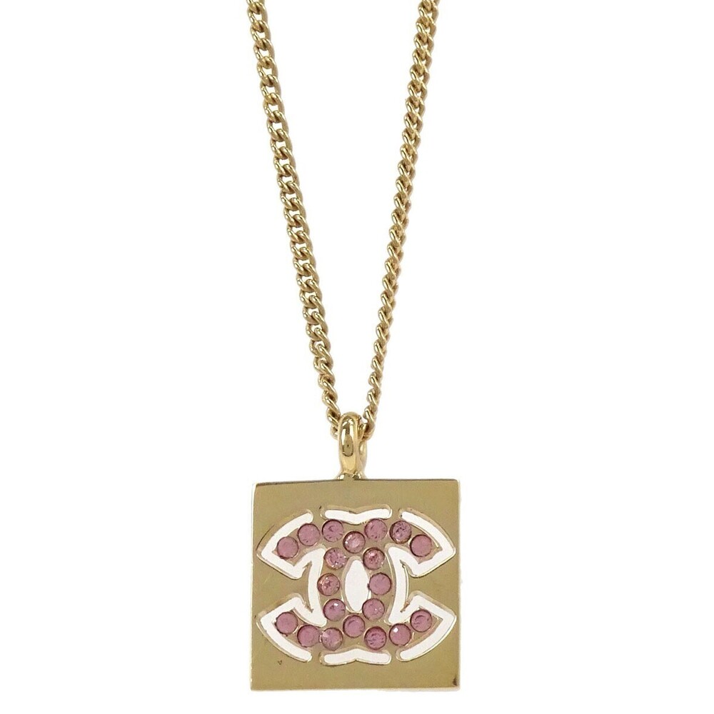 Chanel CC Square Pendant Metal with Crystals